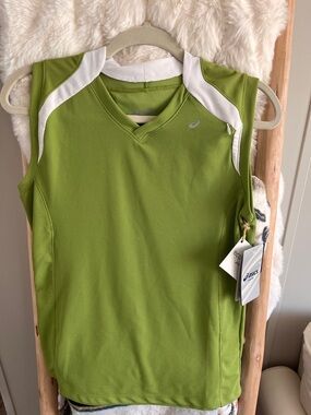 Asics Lime Green & White Women's Athletic Muscle Tank
